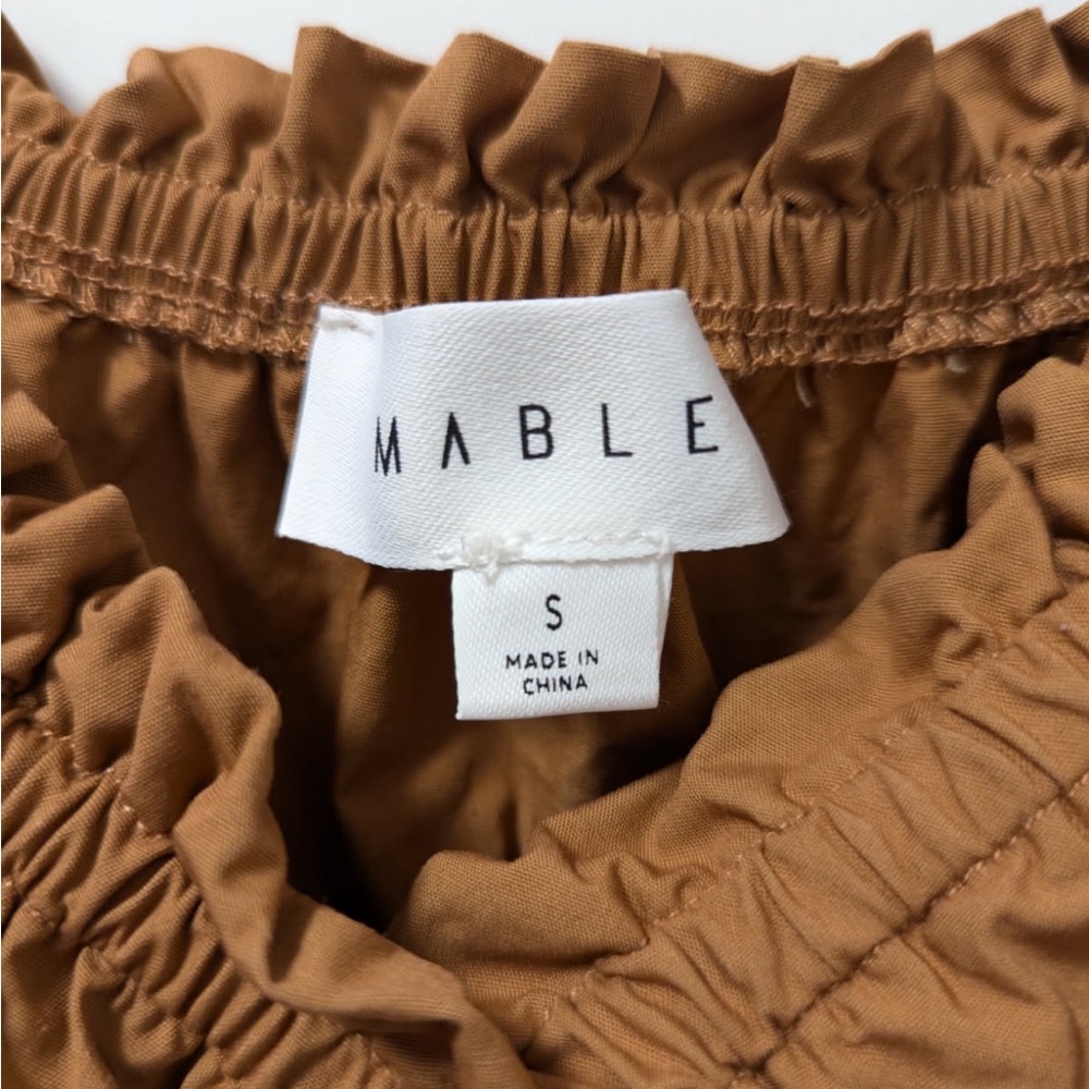 NWOT women’s size small Mable brand rust color lined puff sleeve dress - Picture 4 of 5
